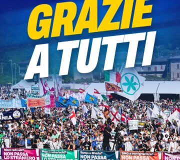 Militanti della Lega sul Pratone di Pontida 2026