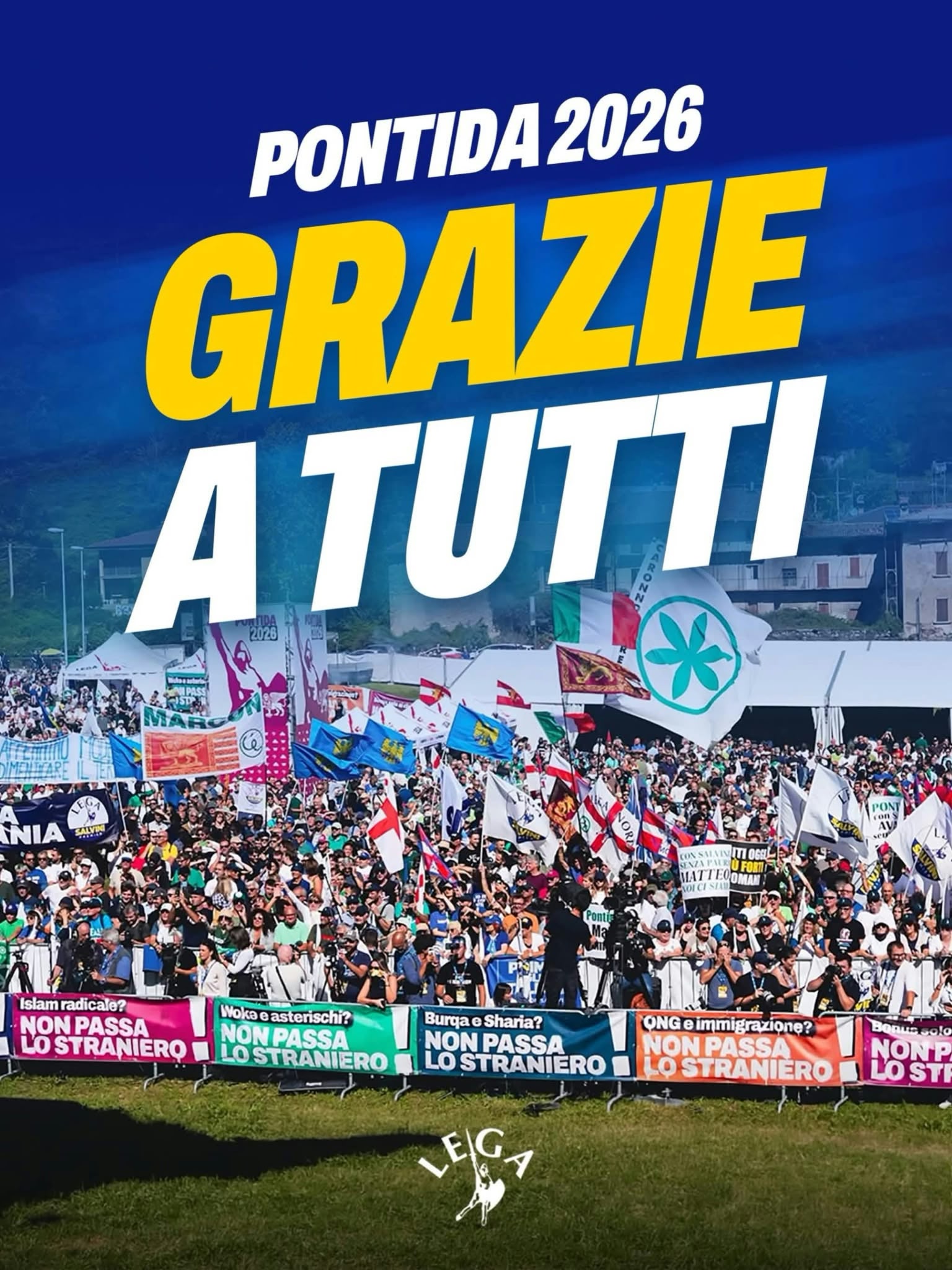 Militanti della Lega sul Pratone di Pontida 2026